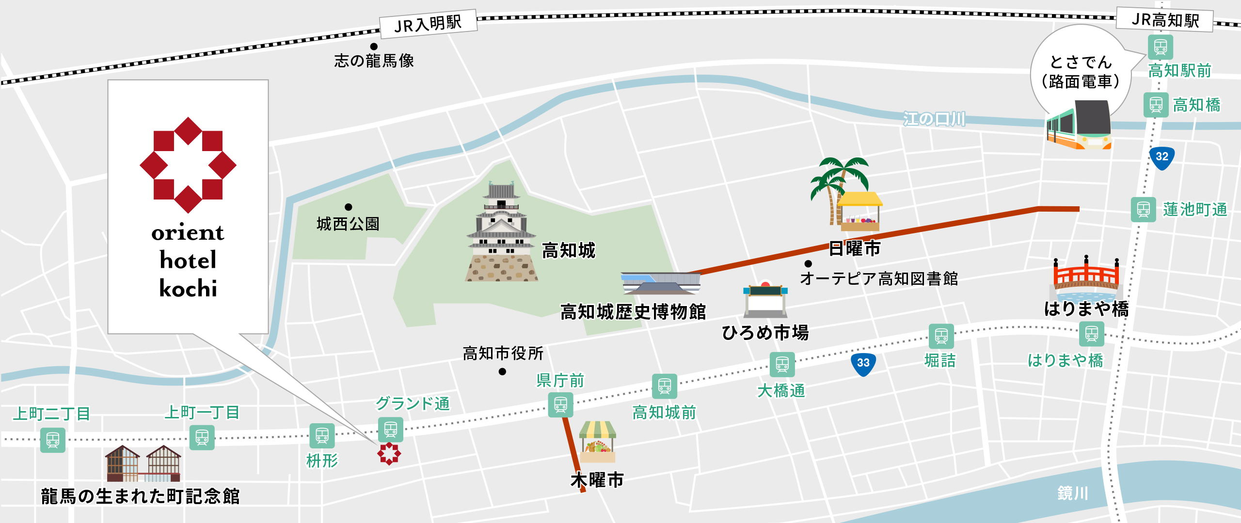高知観光 イラストマップ